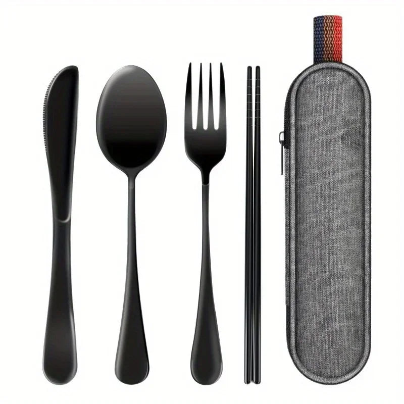 Camping Cookware with Case Camping Utensils Kit Includes Spoon Fork Knives Chopsticks Travel Flatware for Outdoor Picnics