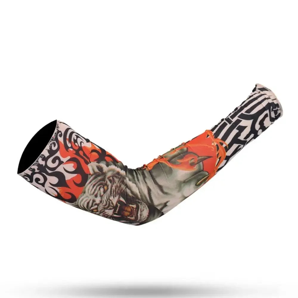 Men Women Summer UV Protection Cooling Arm Sleeves Flower Tattoo Arm Sleeves Seamless UV Protection Arm Sleeves Outdoor Sports