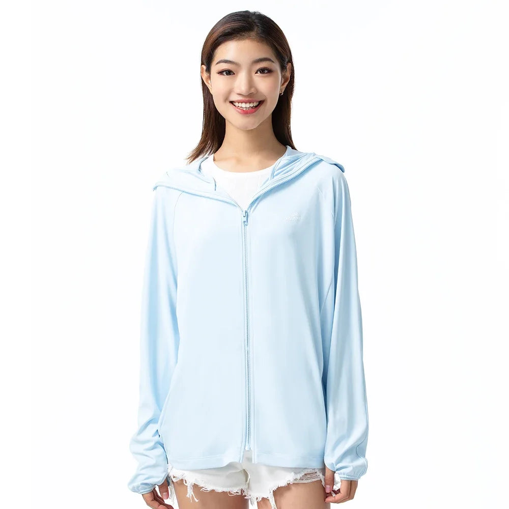 OhSunny Outdoor Sport Fashion Anti UV Cooling Clothing Sunscreen Hooded Solid Color Light Breathable Loose Sun Protection Coats