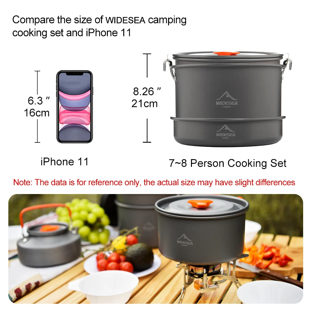 Camping 6 person Cookware Set Outdoor Pot Tableware Kit Cooking Water Kettle Pan Travel Cutlery Utensils Hiking Picnic Equipment