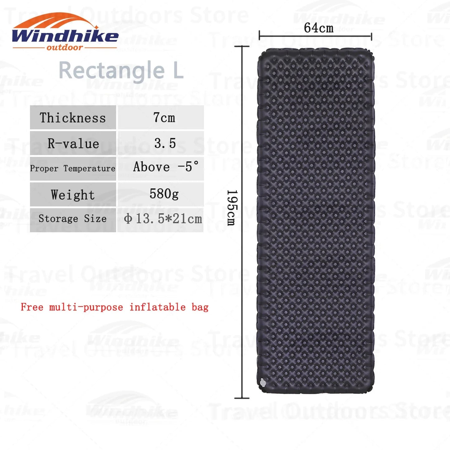 Windhike Inflatable Mattress Camping Outdoor Sleeping Pad Ultra Light Inflatable Cushion Portable For Travel Hiking Mat R3.5