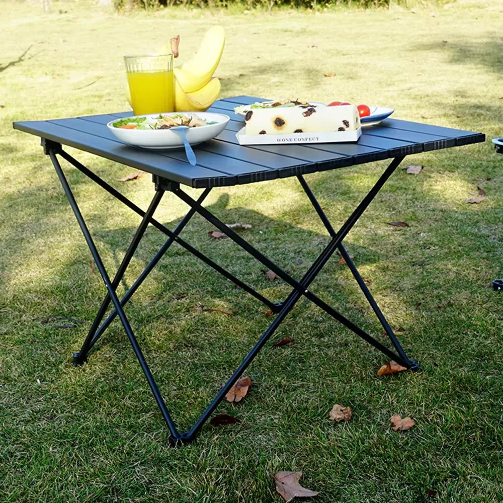 Folding camping table, modern Chicken rolls design, picnic table, hiking backpack storage, outdoor furniture, folding table