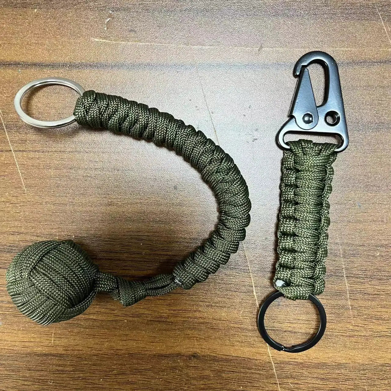 Outdoor Self-Defense Umbrella Rope,Monkey Fist Steel Ball, Paracord Survival Key Chain, Outdoor Safety Protection Accessories