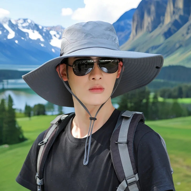 Sunshade Bucket Hat Mountaineering Sun Hat Men's Summer Fishing Hat Sun Protection Hat Large Brim UV Protection Men's Hat 2