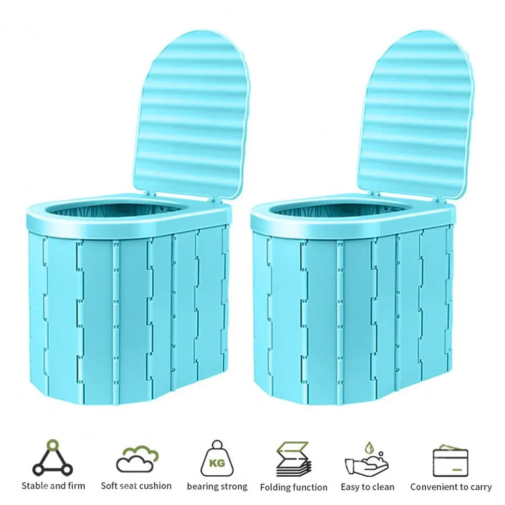 Camping Folding Toilet with Lid Great Load Bearing Travel Toilet Wide Seat Adult Car Potty with Storage Bag And Trash Bags