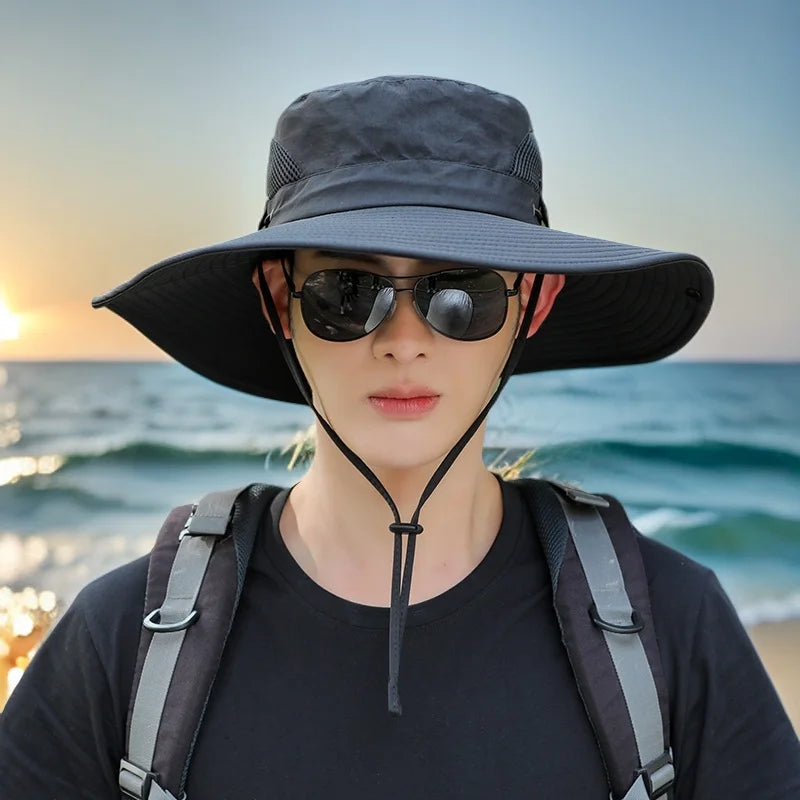 Sunshade Bucket Hat Mountaineering Sun Hat Men's Summer Fishing Hat Sun Protection Hat Large Brim UV Protection Men's Hat 2