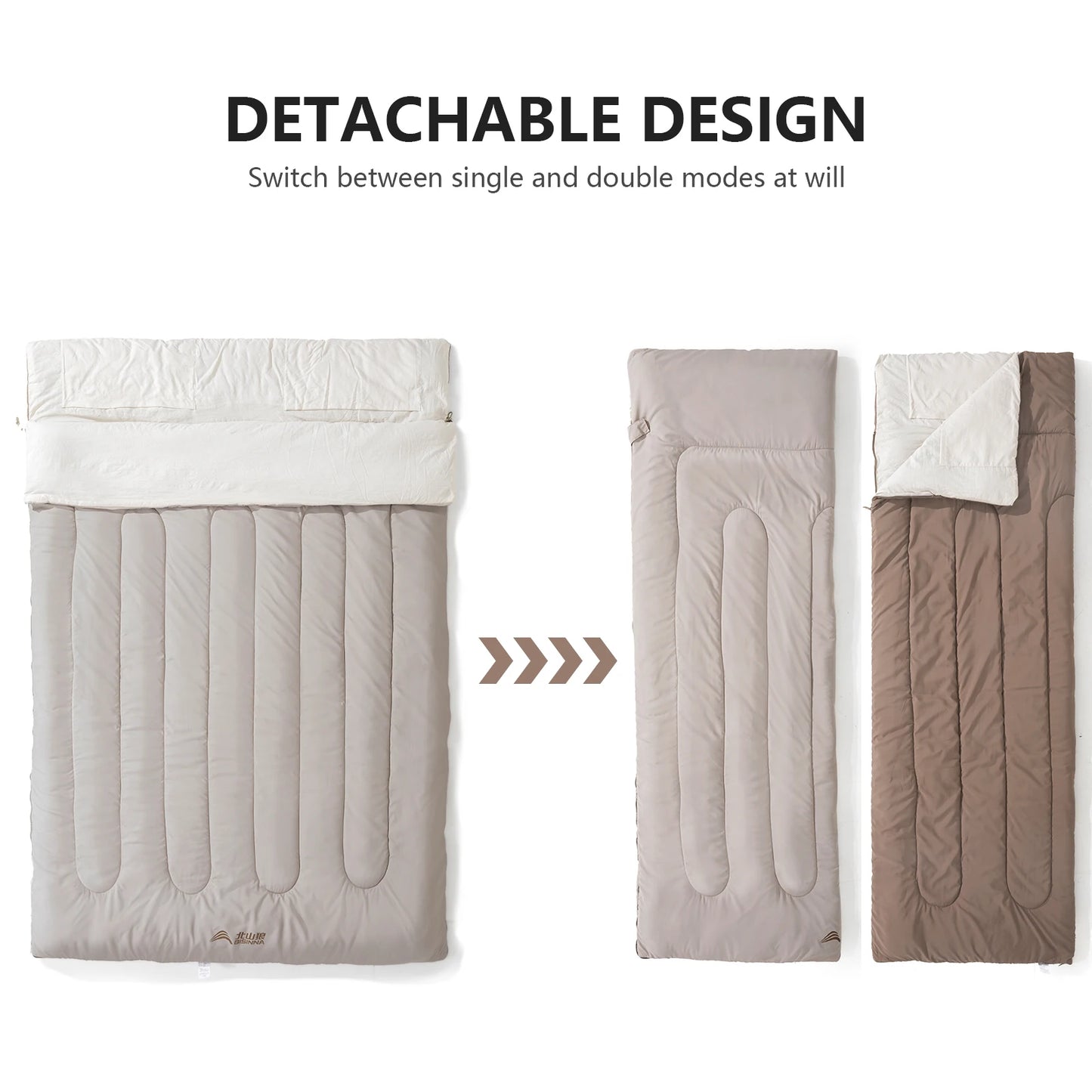 BSWolf 2 Person Camping Sleeping Bag Portable Detachable Sleeping Bag for Travel Outdoor Hiking