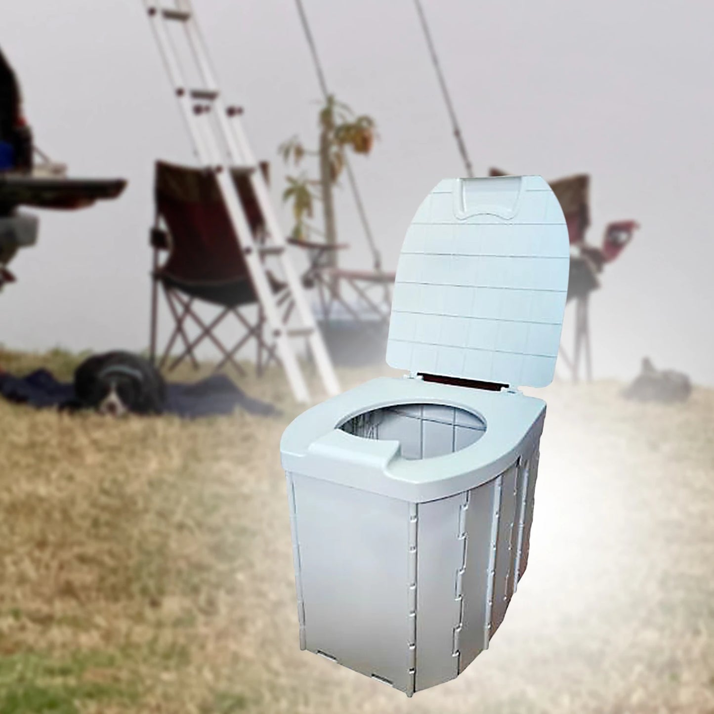 Folding Camping Toilet with Storage Bag Adults Portable Toilet with Lid Outdoor Toilet for Beach Hiking Long Trips Fishing Car