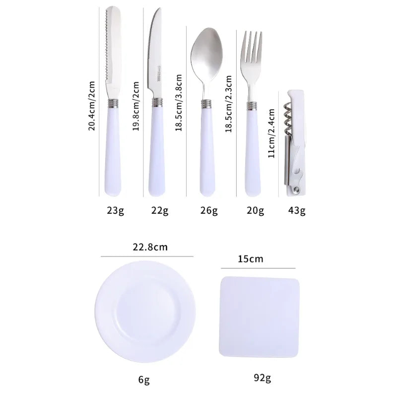 New Travel Tableware Set Portable Stainless Steel Outdoor Camping Tableware Portable Tableware Set