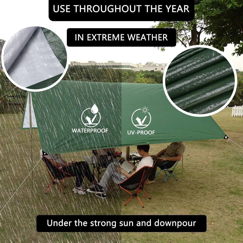 2/3/4/5M Car Side Awning with Pole Outdoor Camping Tent Tarp Waterproof Canopy Shade Sun Shelter