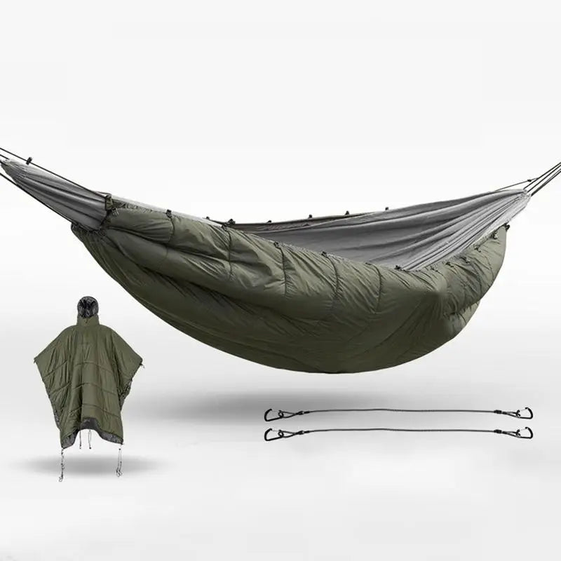 Camp Poncho Sleeping Bag Wearable Under Quilts Hammock Hooded Poncho Portable Winter Poncho Coat For Camping Backpacking Hiking