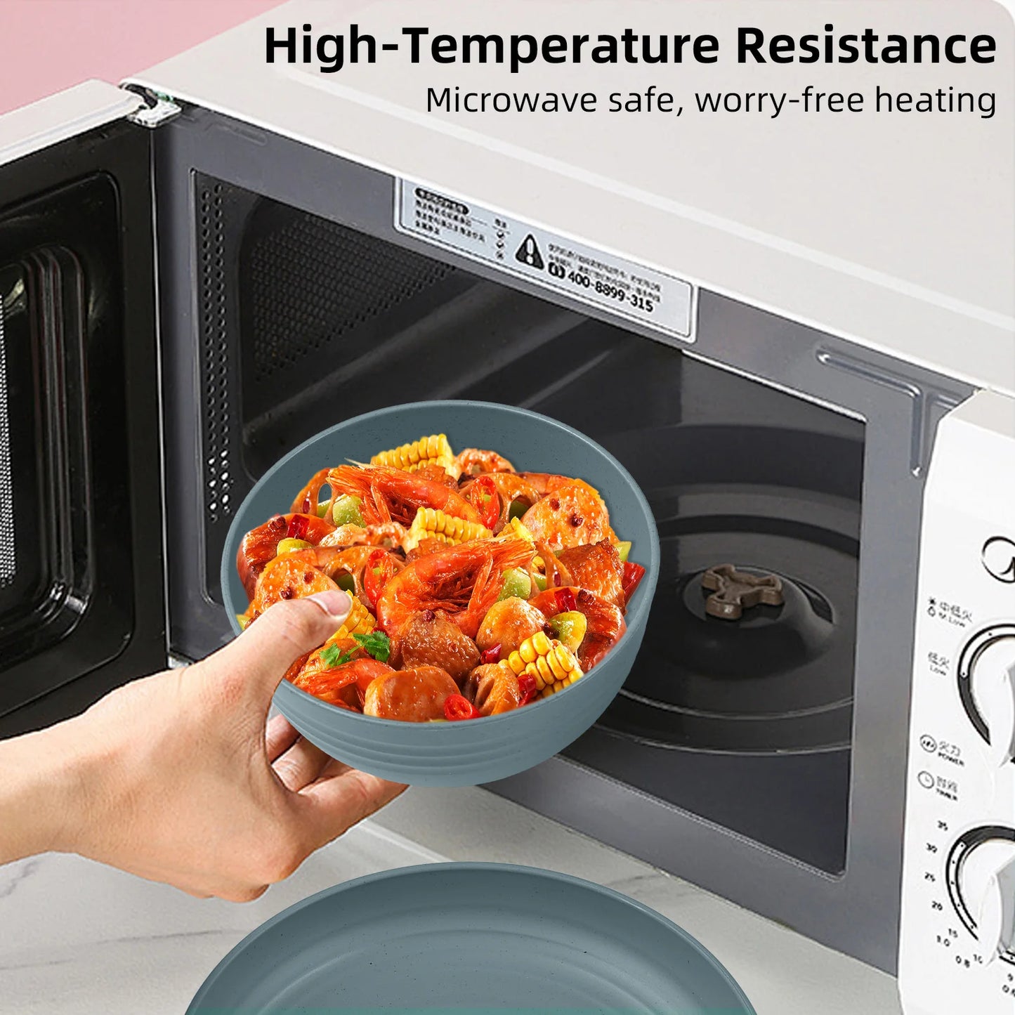 Camping Utensils Set for 1 Portable Wheat Straw Mess Kit with Bowl Plate Cup Fork Knife Spoon Outdoor Tableware & Picnicware