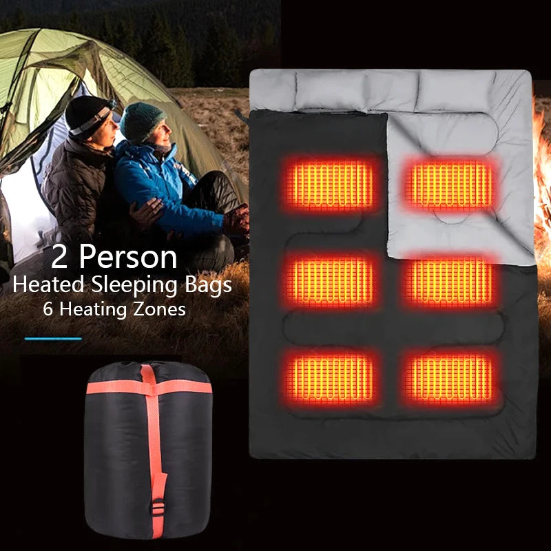 2-person sleeping bag,Spliceable sleeping bag,Heated Sleeping Bag for Adults,Portable Sleeping Bag,for All Season Camping