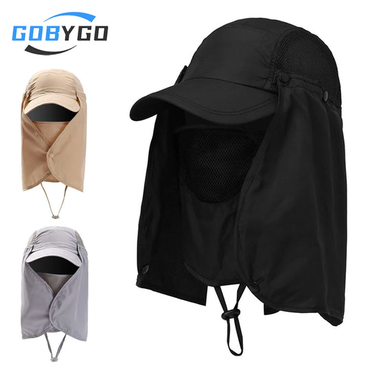 GOBYGO Sunscreen Hat Breathable Quick-drying Sunscreen Hat Fishing Mountaineering UV Protection Hat Full Face Sun Hat Men Women