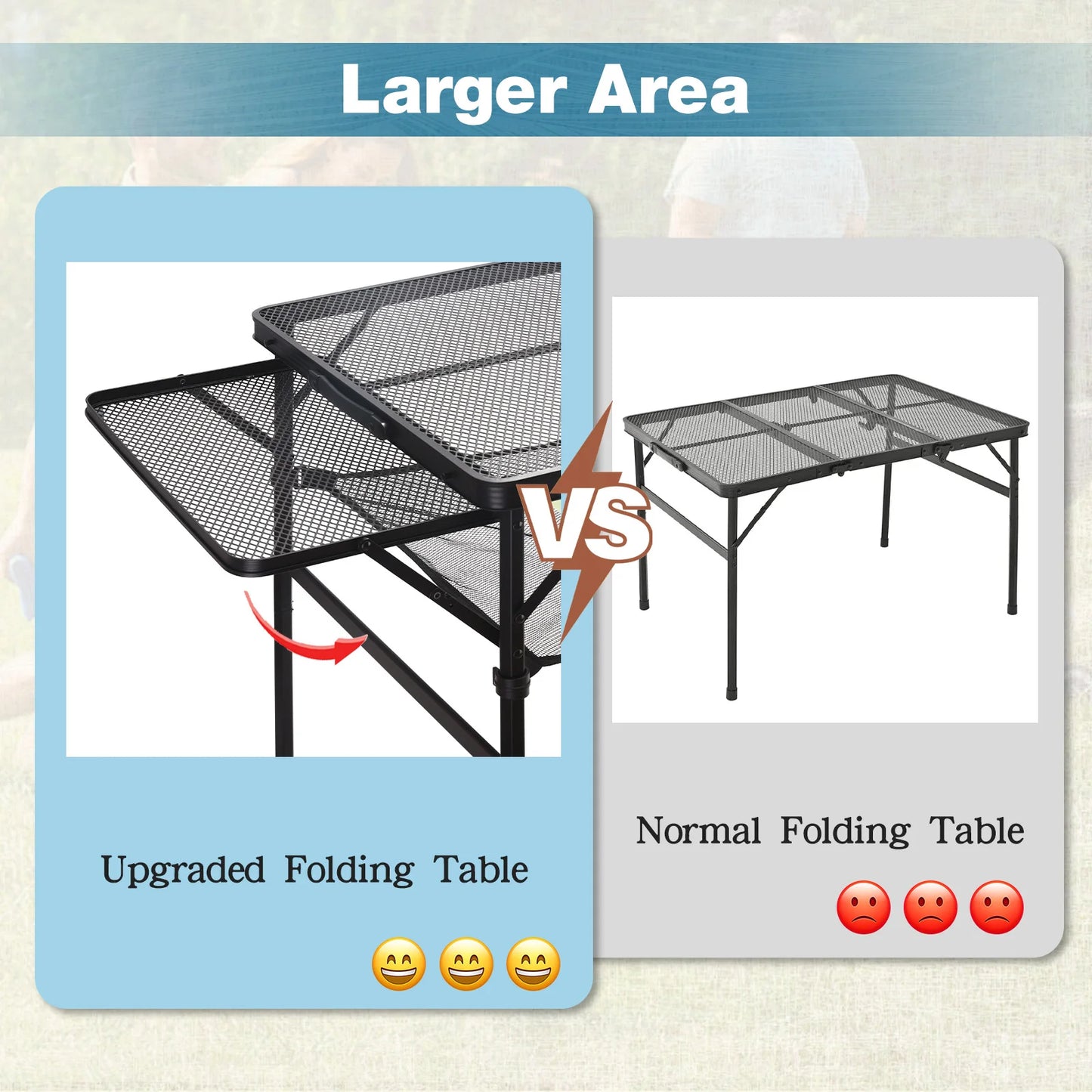 Camping Barbecue Table With Expansion Board Adjustable Height Folding Table Mesh Top Portable Outdoor Indoor Beach Travel