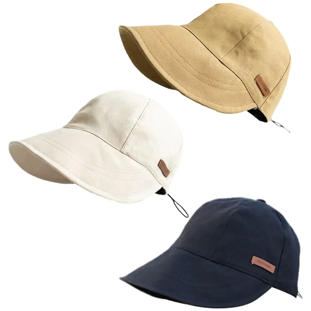 Summer UV Protection Hat Adjustable Drawstring Fisherman Cap Sun Visors Hat Portable Foldable Wide Brim Sun Protection Hats