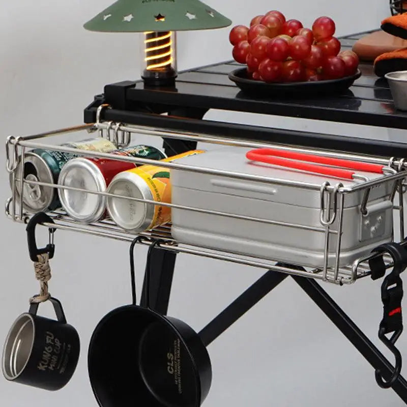 Camping Table Drain Basket Folding Tableside Hanger Storage Rack For IGT Table Desktop Side Expansion Rack