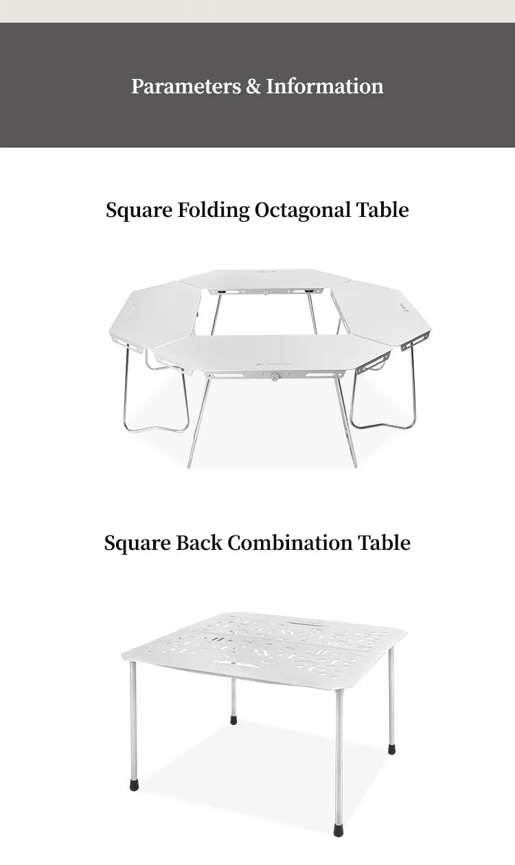 HOMFULOutdoor Stainless Steel Barbecue Campfire Table Camping Multifunctional Portable Foldable Splicing Combination Round Table
