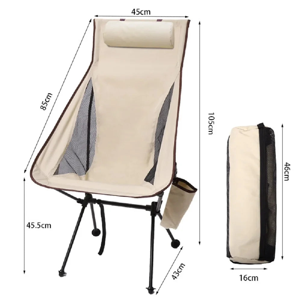 Portable Folding Camping Chair with Headrest Lightweight Tourist Chairs Aluminum Alloy Fishing Chair Outdoor Furniture