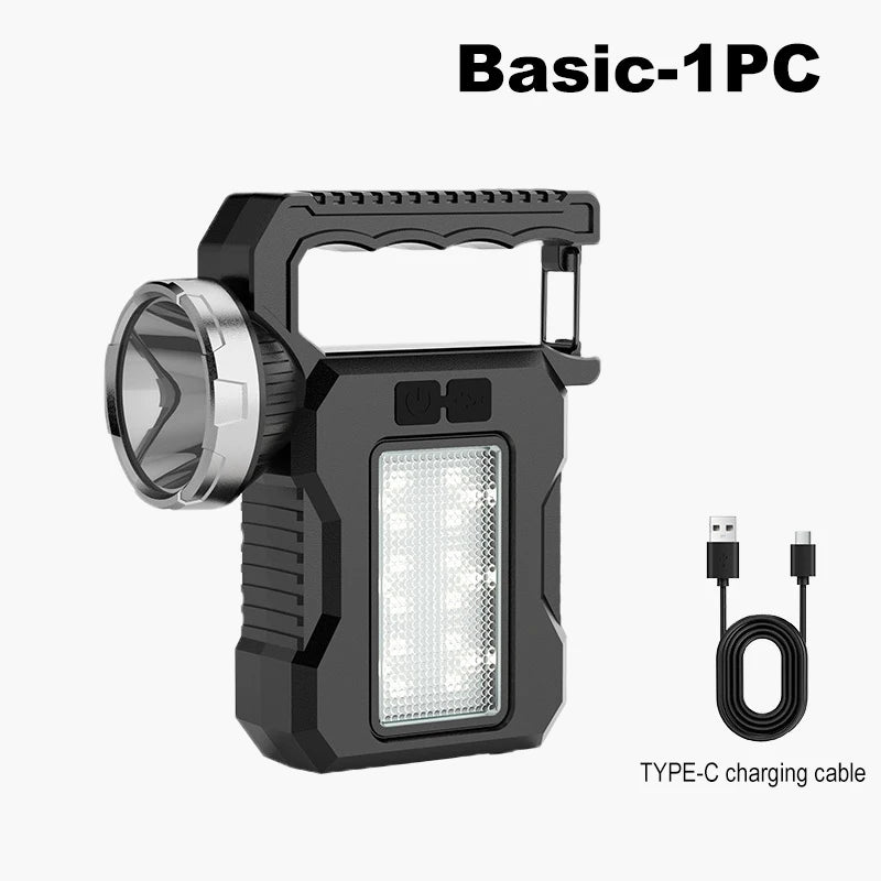 Solar Power LED Flashlights Multifunctional Portable Light Rechargeable Camping Work Light Solar Charging High brightness Torch