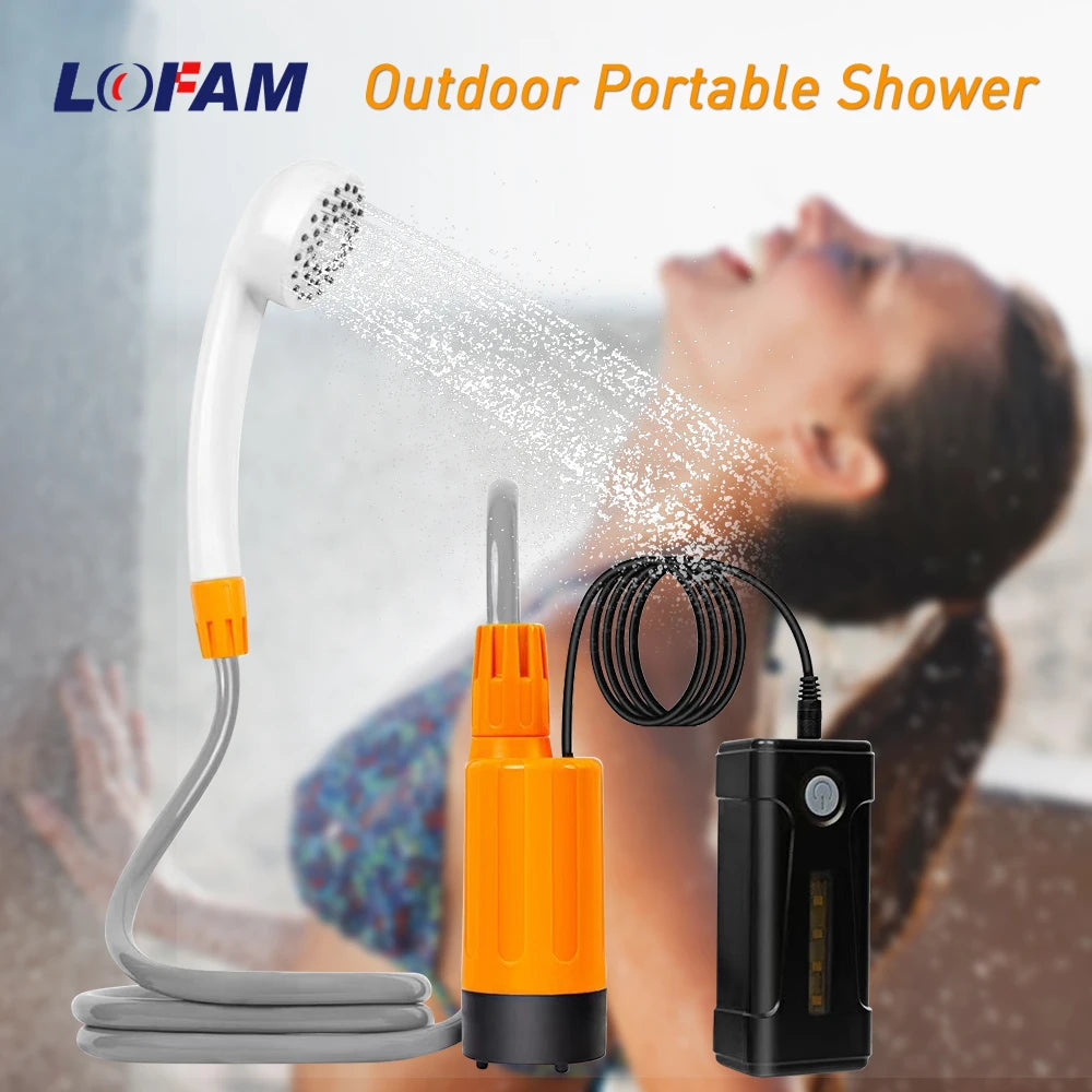 Camping Shower Rechargeable Electric Outdoor Waterproof Portable Shower Pump Kit for Hiking Beach Travel Car Pet Washing