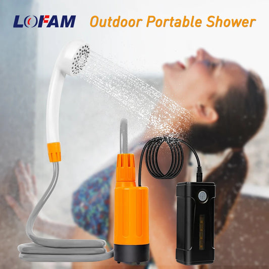 Camping Shower Rechargeable Electric Outdoor Waterproof Portable Shower Pump Kit for Hiking Beach Travel Car Pet Washing