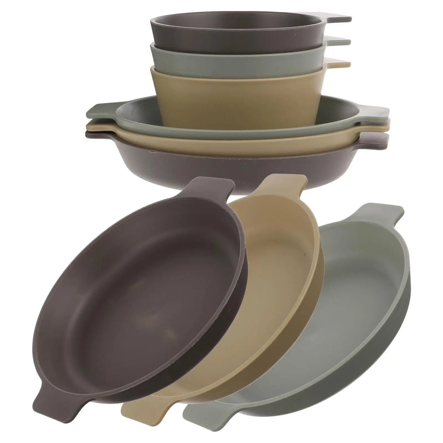 9Pcs Portable Camping Tableware Set Lightweight Plastic Dinnerware Dishes Outdoor BBQ Picnic Hiking Plates Bowls Easy Clean