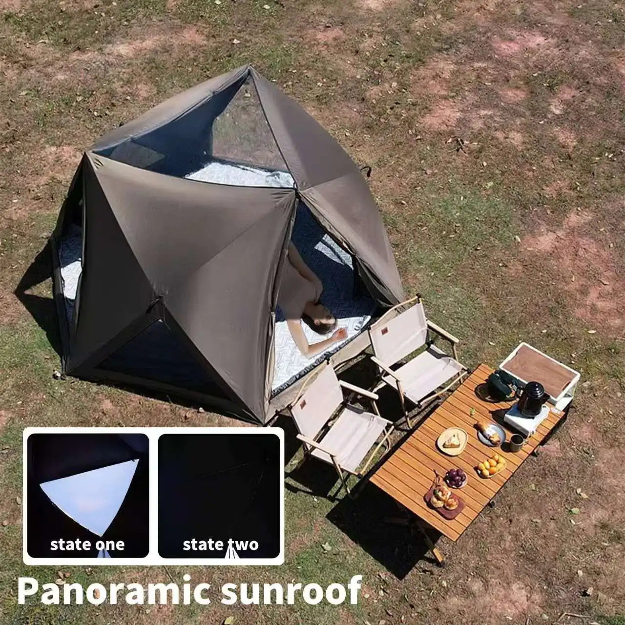 2024Seaside beach park quick-open tent outdoor portable folding camping tent equipped with full sunshade and rainproof