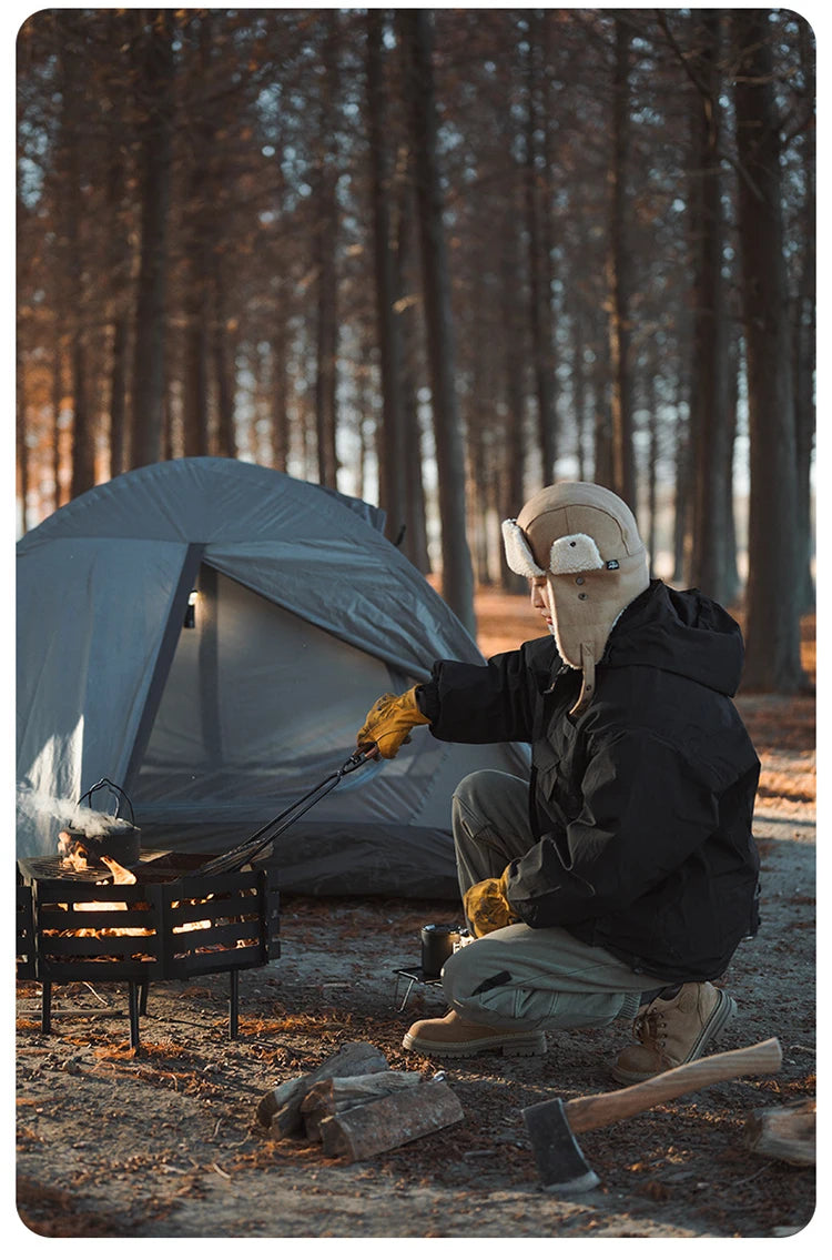 ShineTrip-Camping Fire Poker Outdoor BBQ Thickened Anti-Scald Carbon Fire Poker Lightweight Portable Carbon Steel Fire Poker