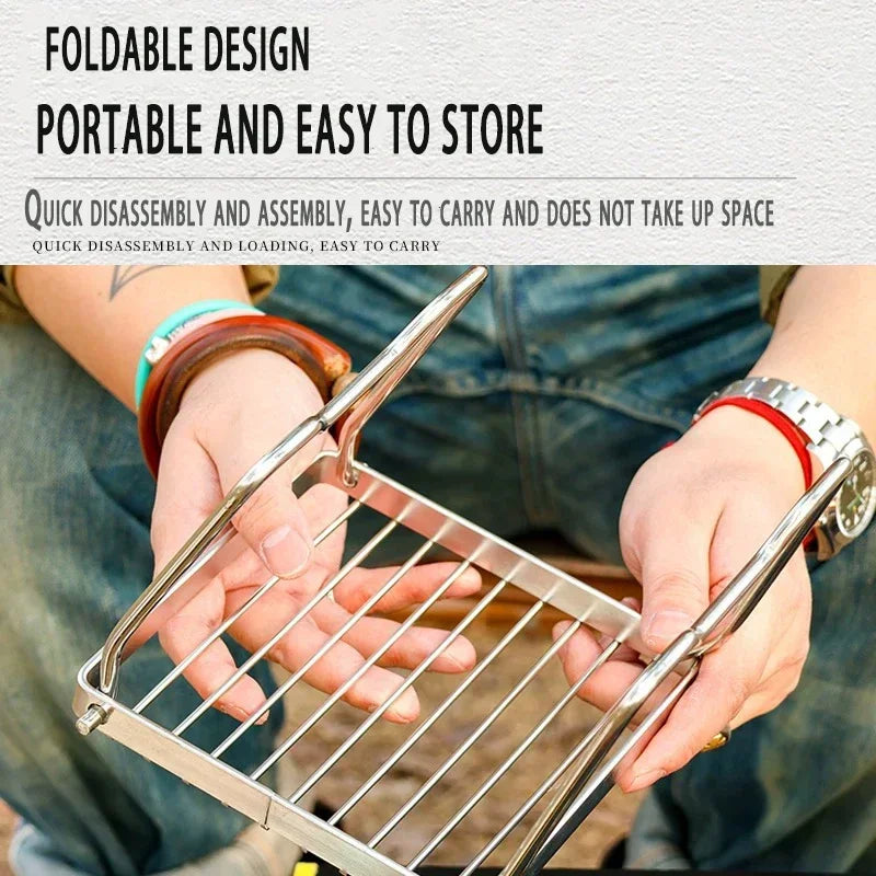 Camping Campfire Grill, Portable Folding Charcoal BBQ Grill, Heavy Duty Firepit Grill for Outdoor Cooking,Bonfire,Patio,Backyard