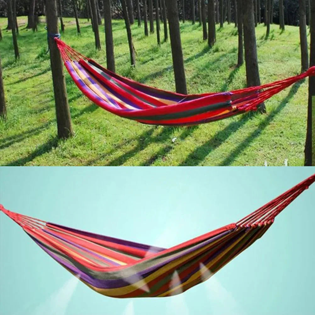 Single Wide Thick Canvas Hammock Outdoor Camping Backpackaging Leisure Swing Portable Hanging Bed Sleeping Swing Hammock