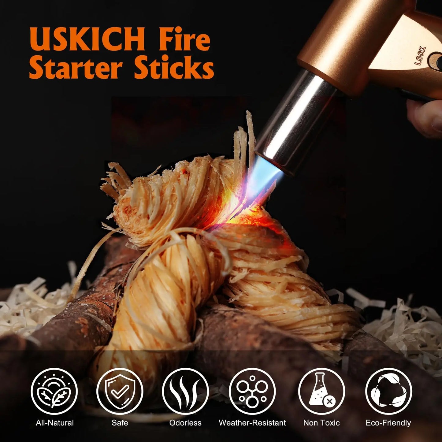 50Pcs Fire Starter,Natural Fire Starters for Campfires,Grill,BBQ,Fireplace-Waterproof, Weather Resistant Fire Starter Sticks-Ca