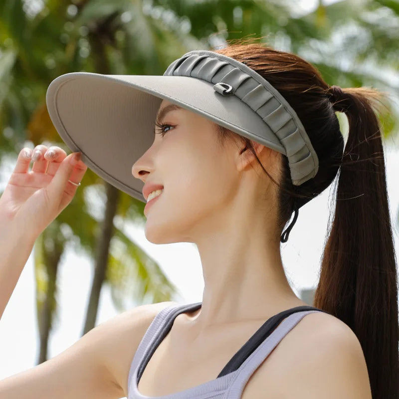 UV Protection Women's Wide Brim Sun Visor Cap 2025 New, Full Face Coverage Summer Open Top Hat for Outdoor