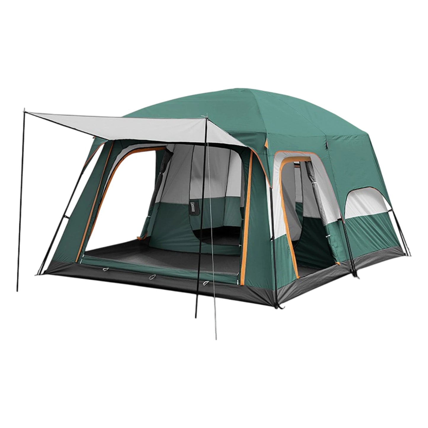 10 Person Camping Tent, Waterproof Windproof Sun Protection, 210D Oxford Fabric, 3 Season, Lightweight, 2 Room 1 Living Room