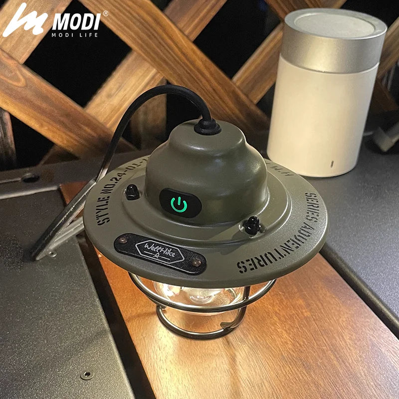 Modern outdoor camping lamp, infinitely dimmable atmosphere lamp, metal campsite lamp.