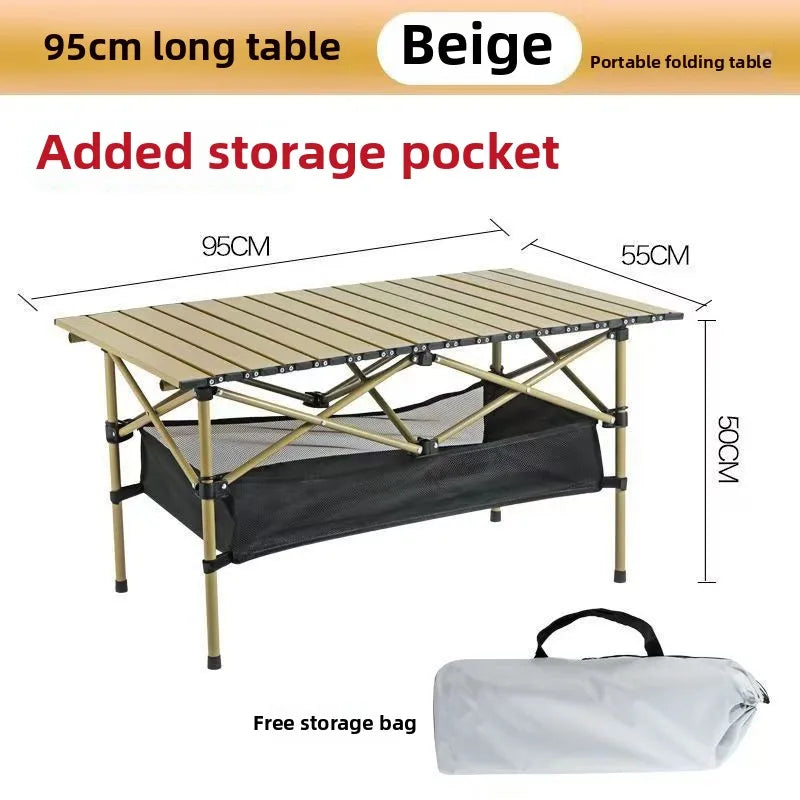 Outdoor Picnic Folding Desk Easy To Install Portable Camping Barbecue Table Sturdy Durable Egg Roll Tables Beach Leisure Desks