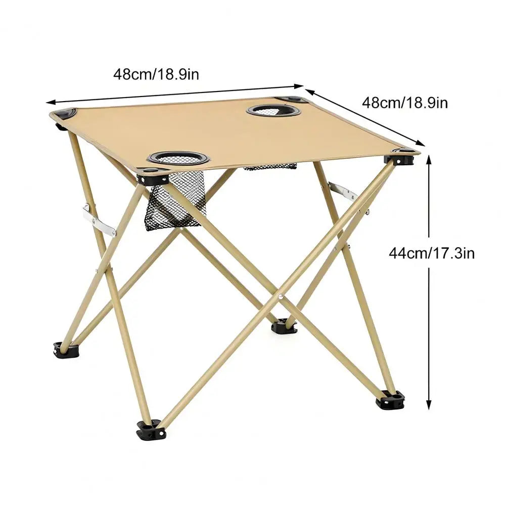 Folding Camping Cloth Table with 2 Cup Holders Carrying Bag Waterproof Oxford Fabric Outdoor Picnic Hiking Collapsible Table