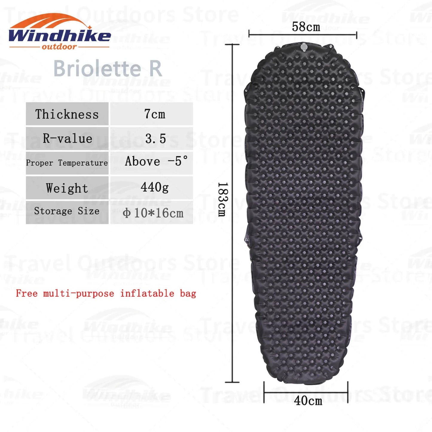 Windhike Inflatable Mattress Camping Outdoor Sleeping Pad Ultra Light Inflatable Cushion Portable For Travel Hiking Mat R3.5