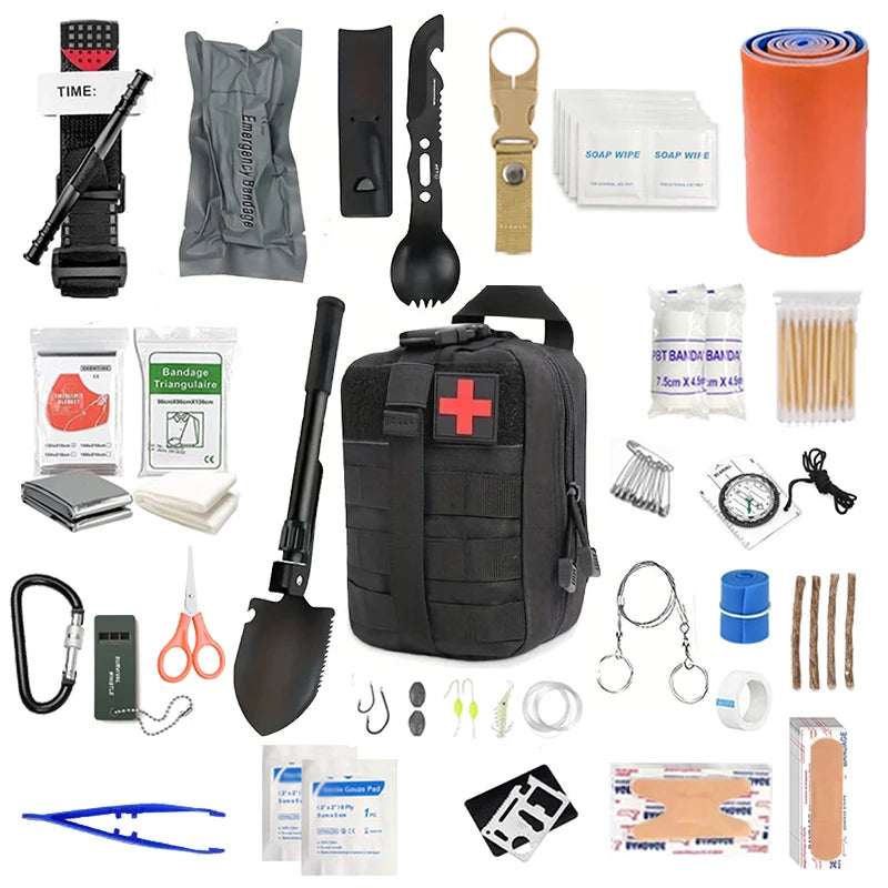 Emergency kit and first aid kit equipment tools gift, men camping, outdoor adventure, boat hunting, hiking and earthquake
