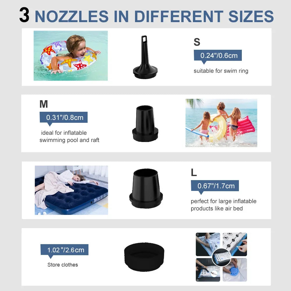 Outdoor portable camping air pump charging and pumping dual-purpose air mattress air pump swimming ring electric inflator