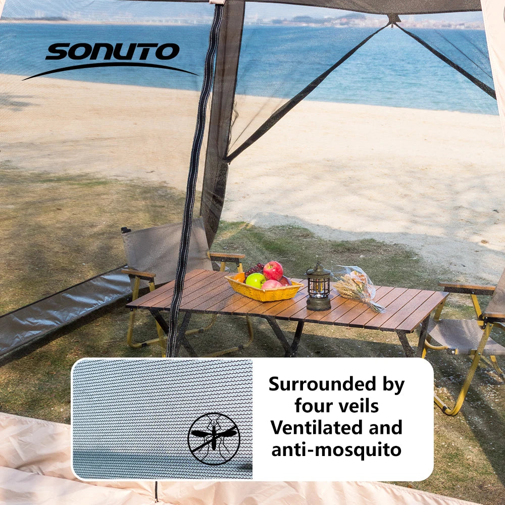 Sonuto Tent Outdoor Camping Picnic Summer Camping Awning Family 4-8 People Outdoor Sun Protection Cover Pergola Canopy