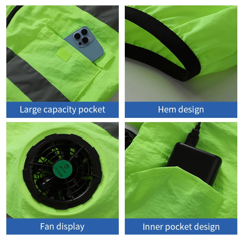 Air Conditioning Vest, Summer Outdoor Work Fan Vest, Cooling Clothing, Artificial Fan Coveralls, USB Fan Jacket