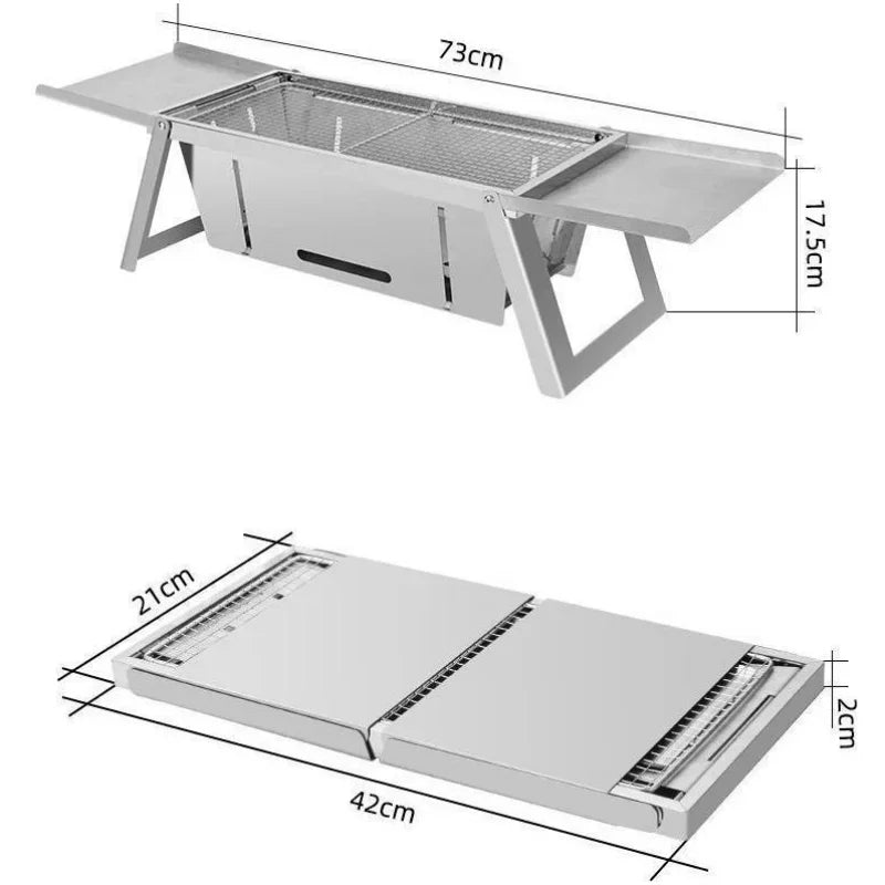 Portable large barbecue rack outdoor camping and picnic burner foldable charcoal camping barbecue stove