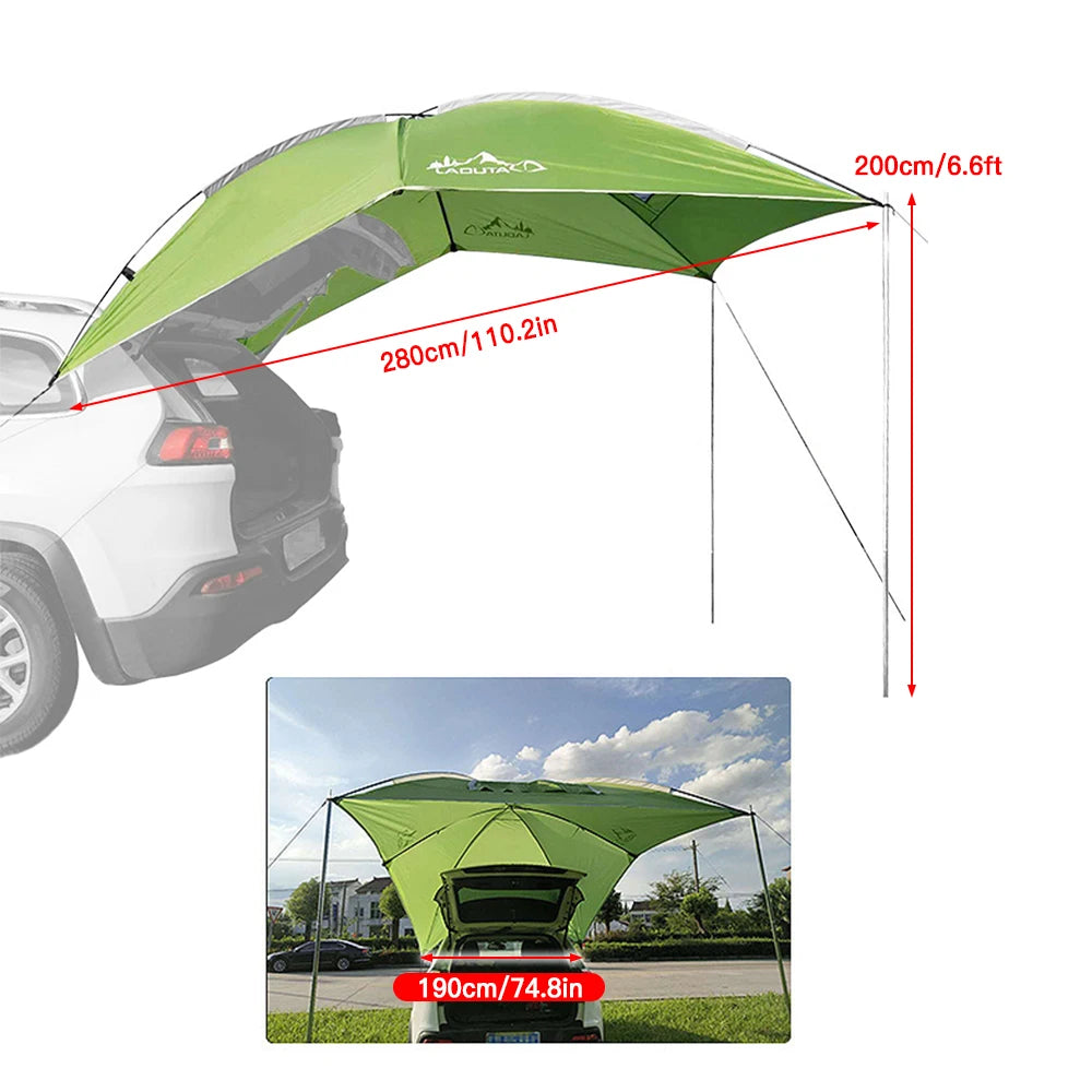 Waterproof Car Rear Tent Camping Shelter Outdoor Car Tent Beach Sun Shelter Awning Shelter Automobile Rooftop Rain Canopy