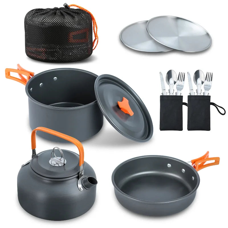 Camping Cooking Set Camping Cookware Set 16pcs Camping Pot Pan Set Nesting Camp Cook Set Backpacking Cookware Pans Set