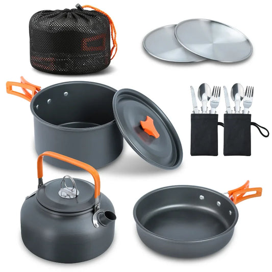 Camping Cooking Set Camping Cookware Set 16pcs Camping Pot Pan Set Nesting Camp Cook Set Backpacking Cookware Pans Set