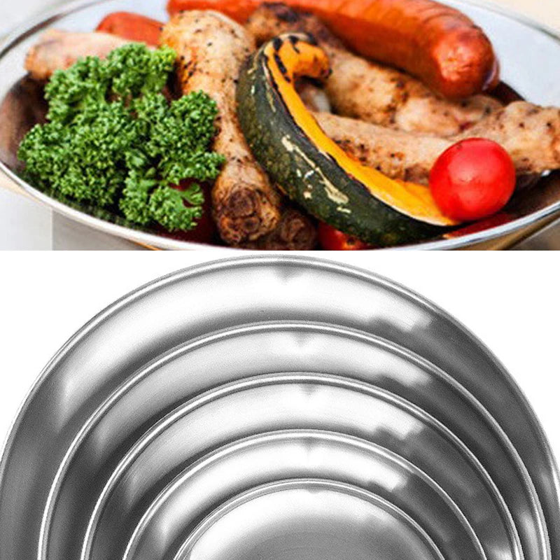 Camping Tableware Plate Stainless Steel Portable Cutlery Camping Supplies Outdoor Picnic Tourist Dishes Camping Utensils