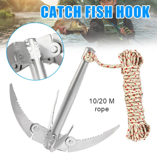 Outdoors Grappling Hook Survival Tool With Rope Folding Boats Anchor Sturdy Durable For Small Boat Canoes Fishing Supplies