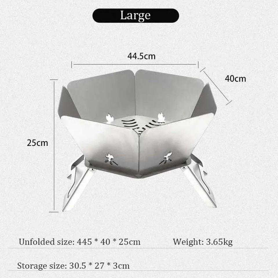 SmiloDon Camping Brazier Folding Bonfire Stove Portable Firewood Burner Campfire Furnace Outdoor Fire Wood Stove Burner Heater