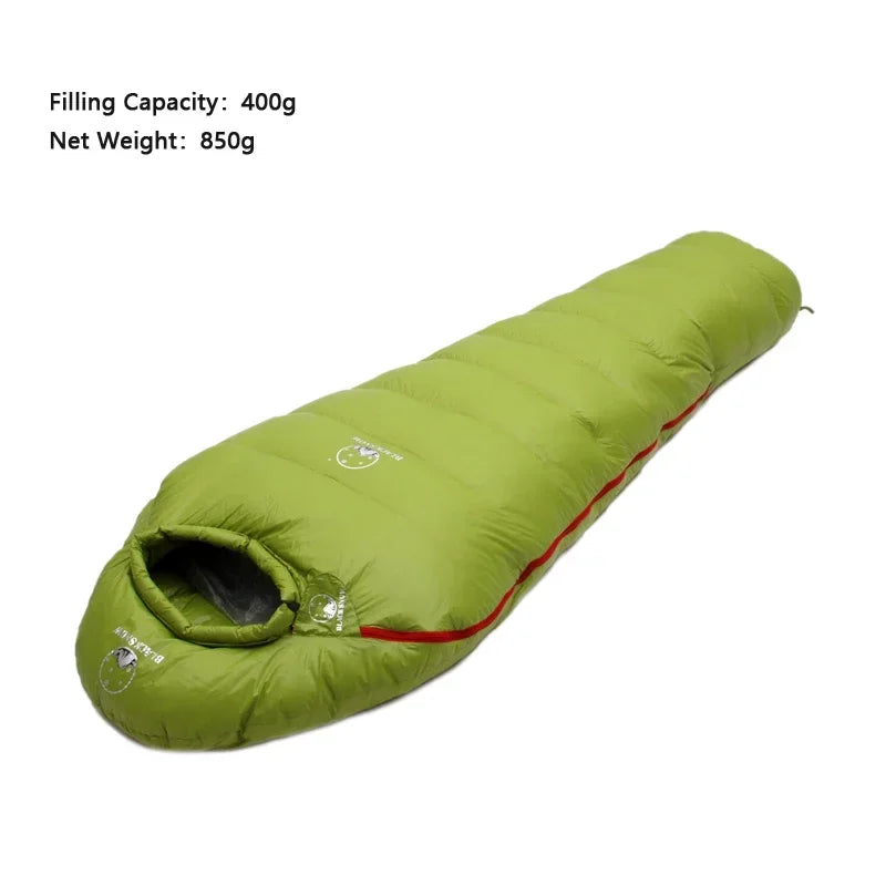 Black Snow Outdoor Camping Sleeping Bag Very Warm Down Filled Adult Mummy Style Sleep Bag 4 Seasons Camping Travel Sleeping  Bag